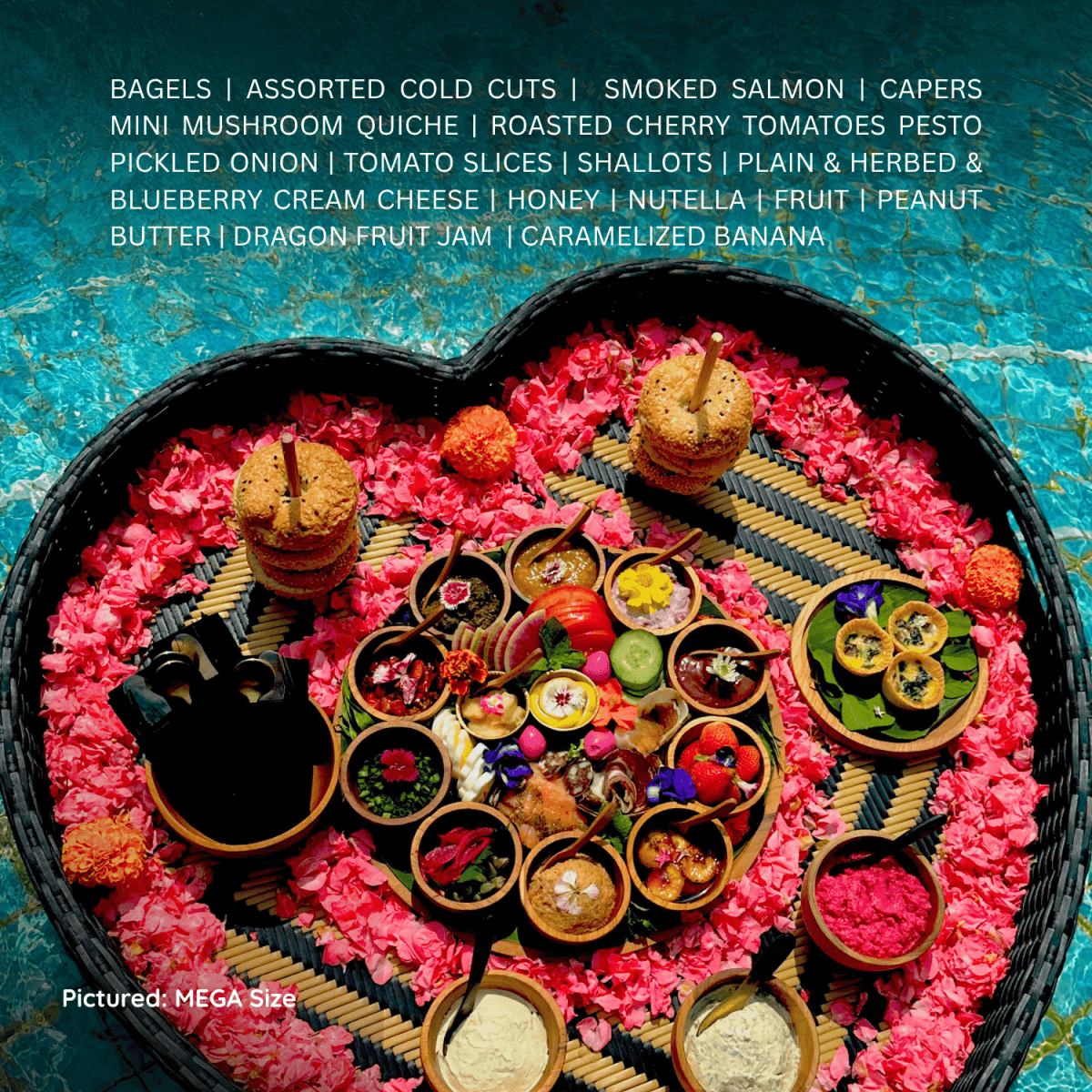 Build Your Own Bagel – Floating Breakfast Tray in Bali - Bali Floating Company - f&b