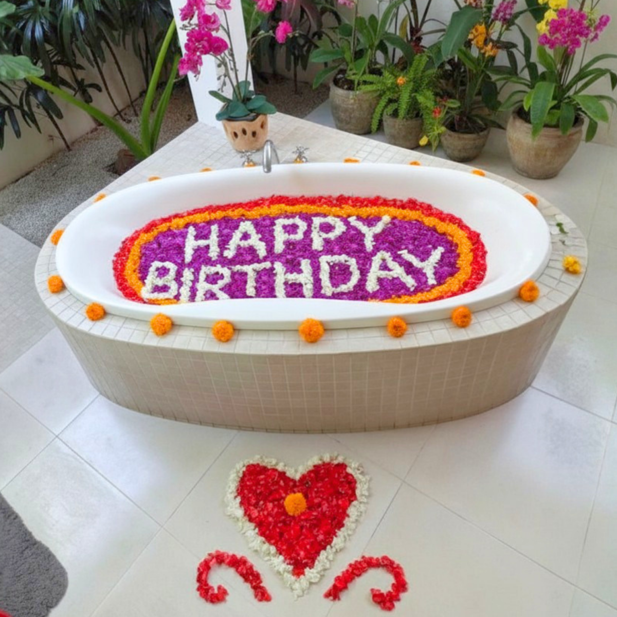 Flower Bathtub Decoration – Romantic Petal Bath in Bali Villas - Bali Floating Company - decorations