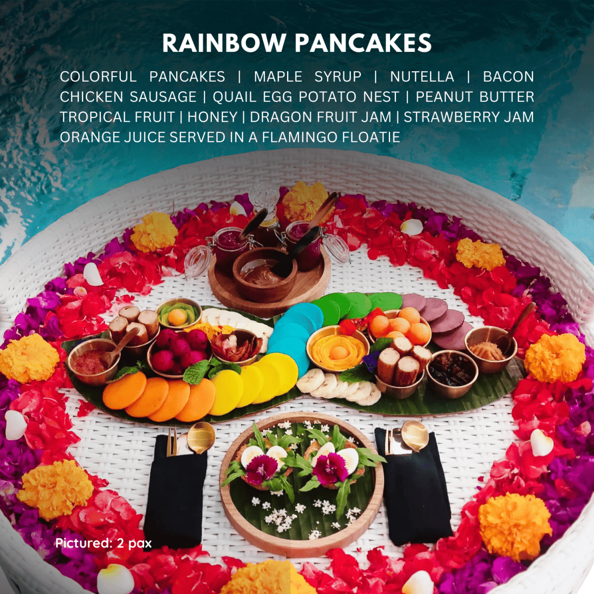 🌈🥞 Instagram Breakfast – Rainbow Pancakes Floating in Bali - Bali Floating Company - f&b