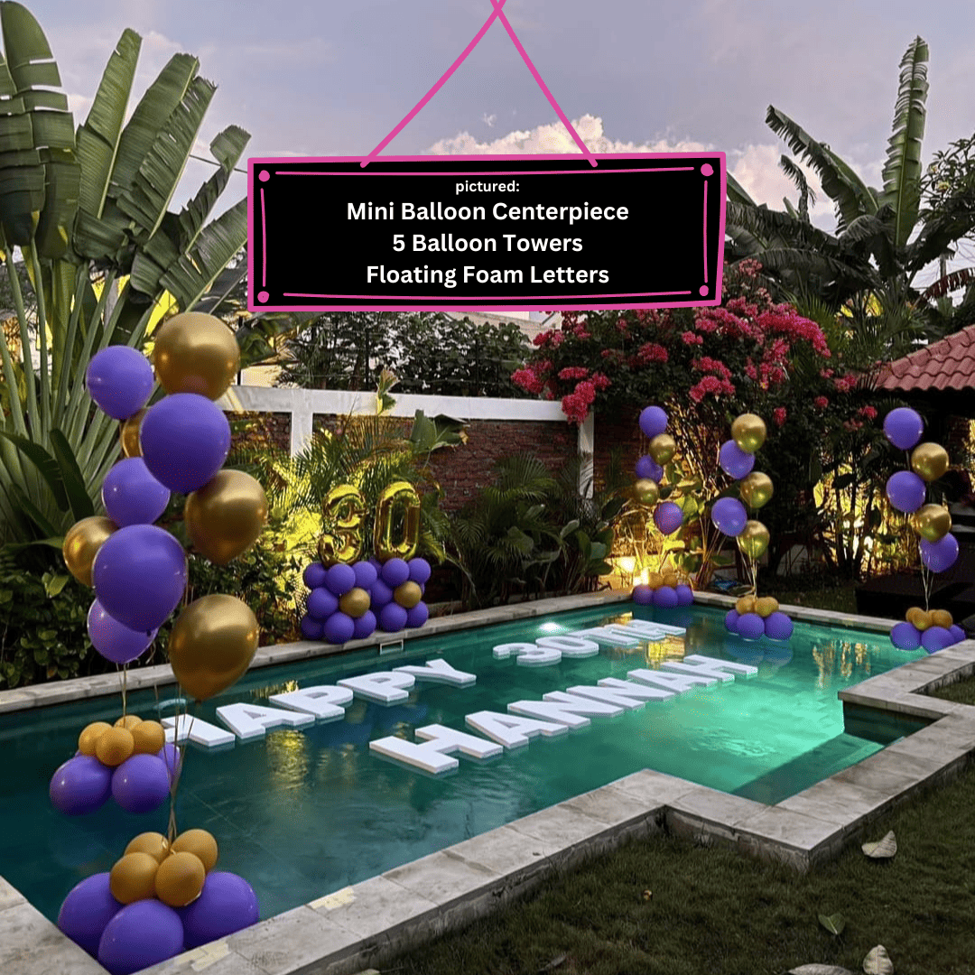 🎈 Pool Balloon Decoration - Villa Setup with Towers & Centerpieces - Bali Floating Kitchen - decorations