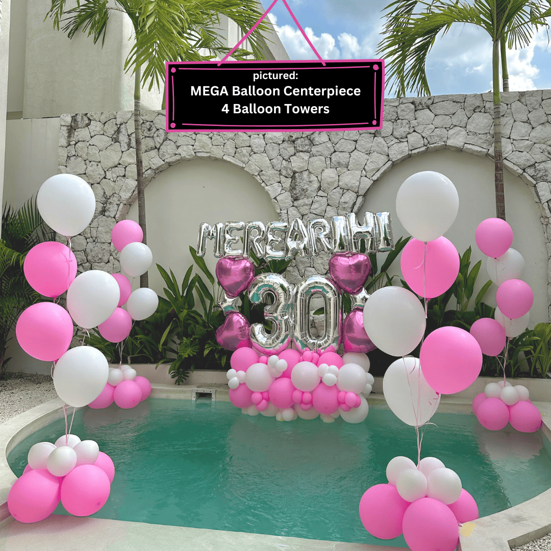 🎈 Pool Balloon Decoration - Villa Setup with Towers & Centerpieces - Bali Floating Kitchen - decorations