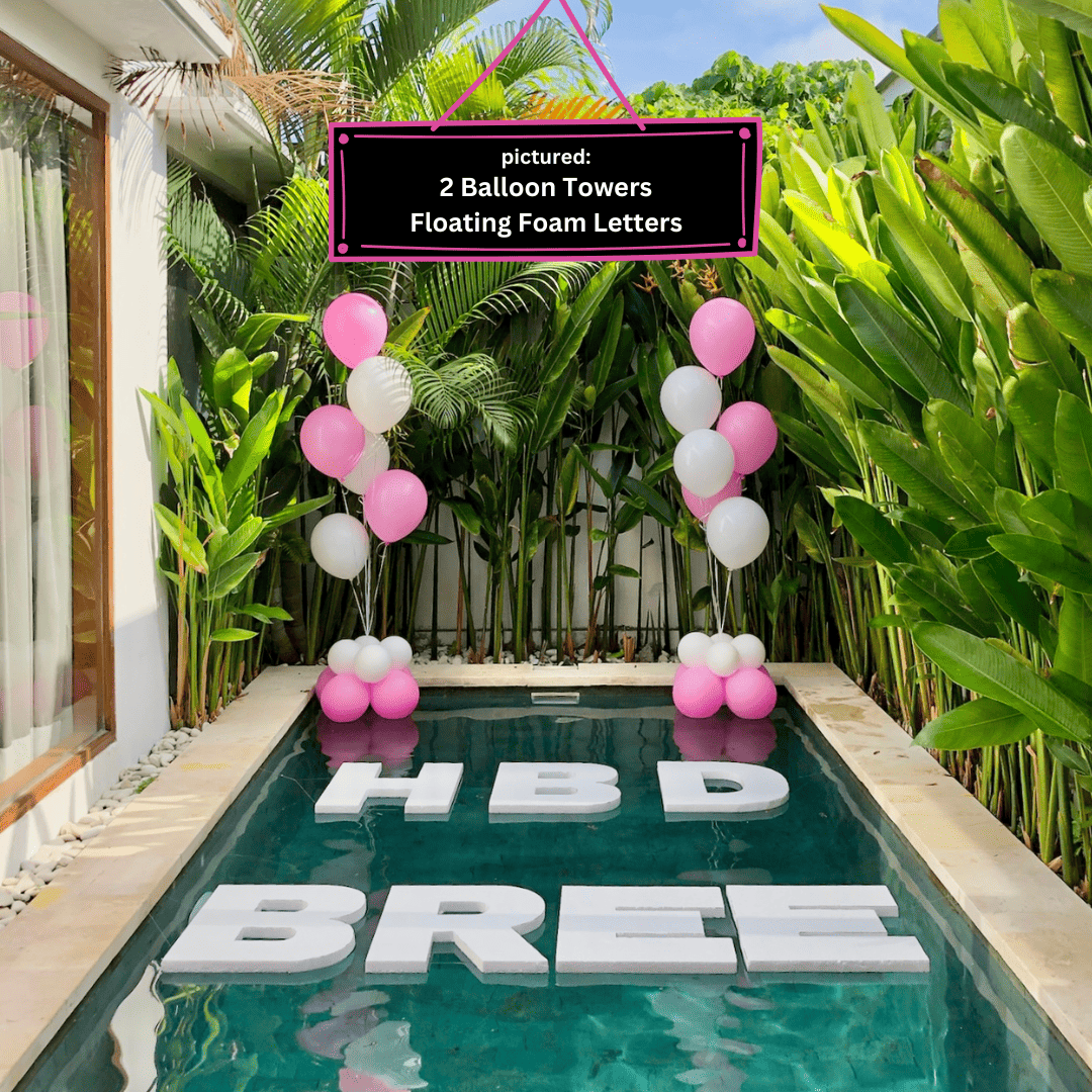 🎈 Pool Balloon Decoration - Villa Setup with Towers & Centerpieces - Bali Floating Kitchen - decorations