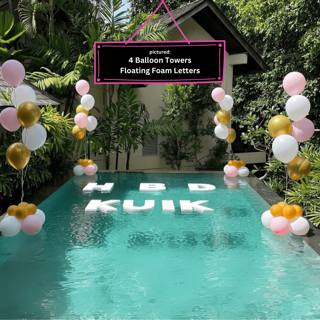 🎈 Pool Balloon Decoration - Villa Setup with Towers & Centerpieces - Bali Floating Kitchen - decorations