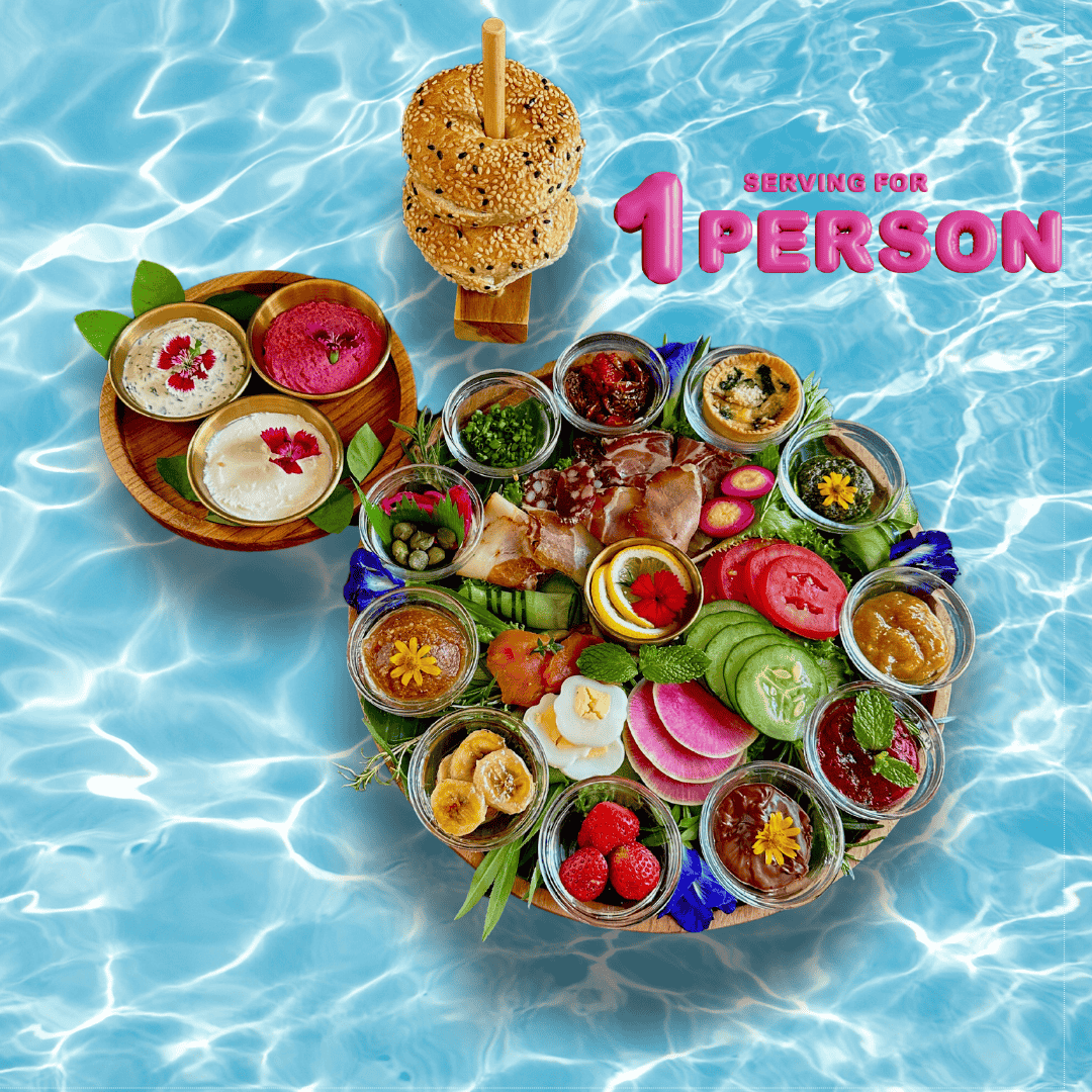 Vegetarian Floating Bagel Breakfast in Bali - Bali Floating Kitchen - f&b